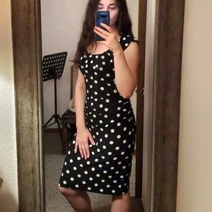 American Living Black and White Dotted Dress